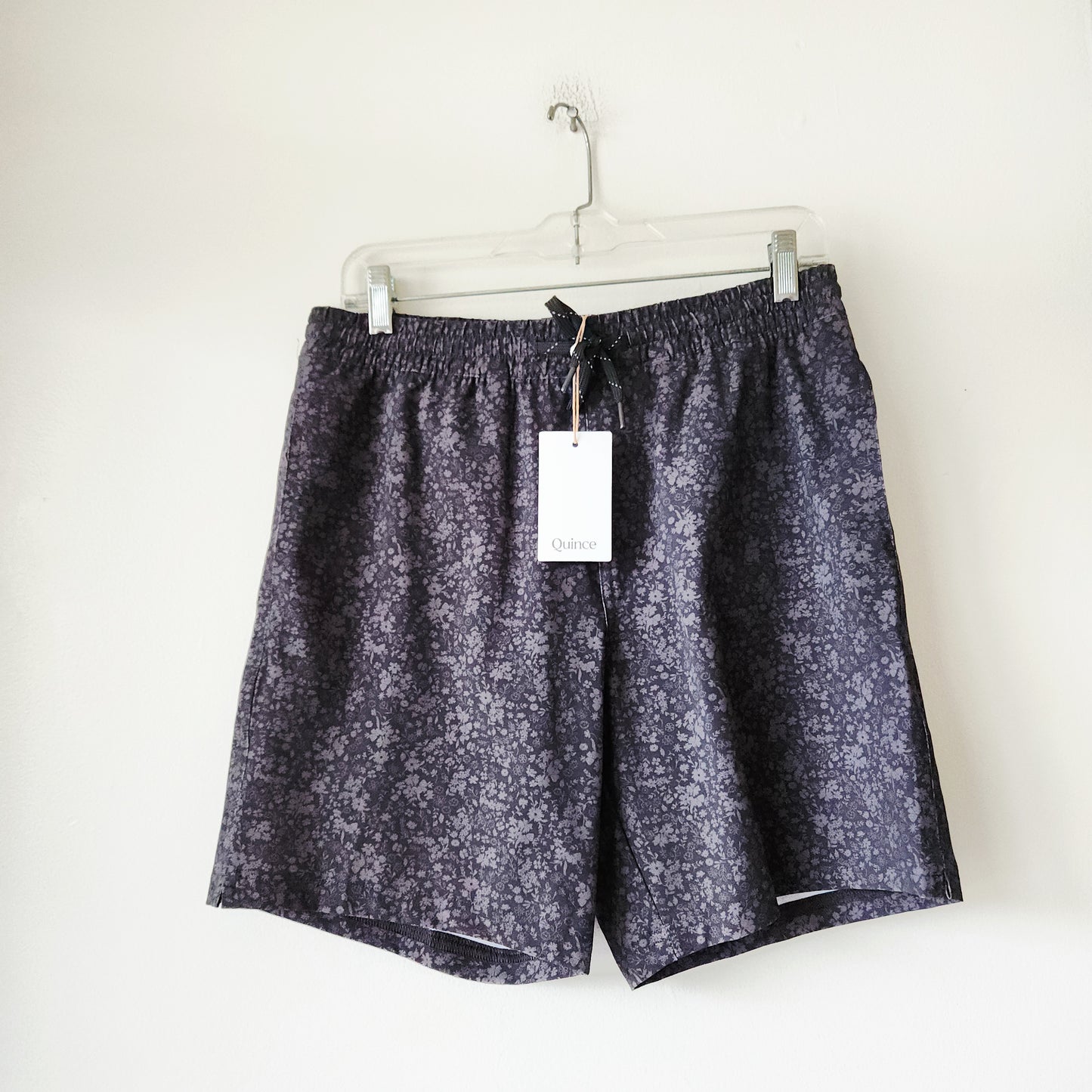 Quince Gray Floral Italian Swim Trunks - S - New