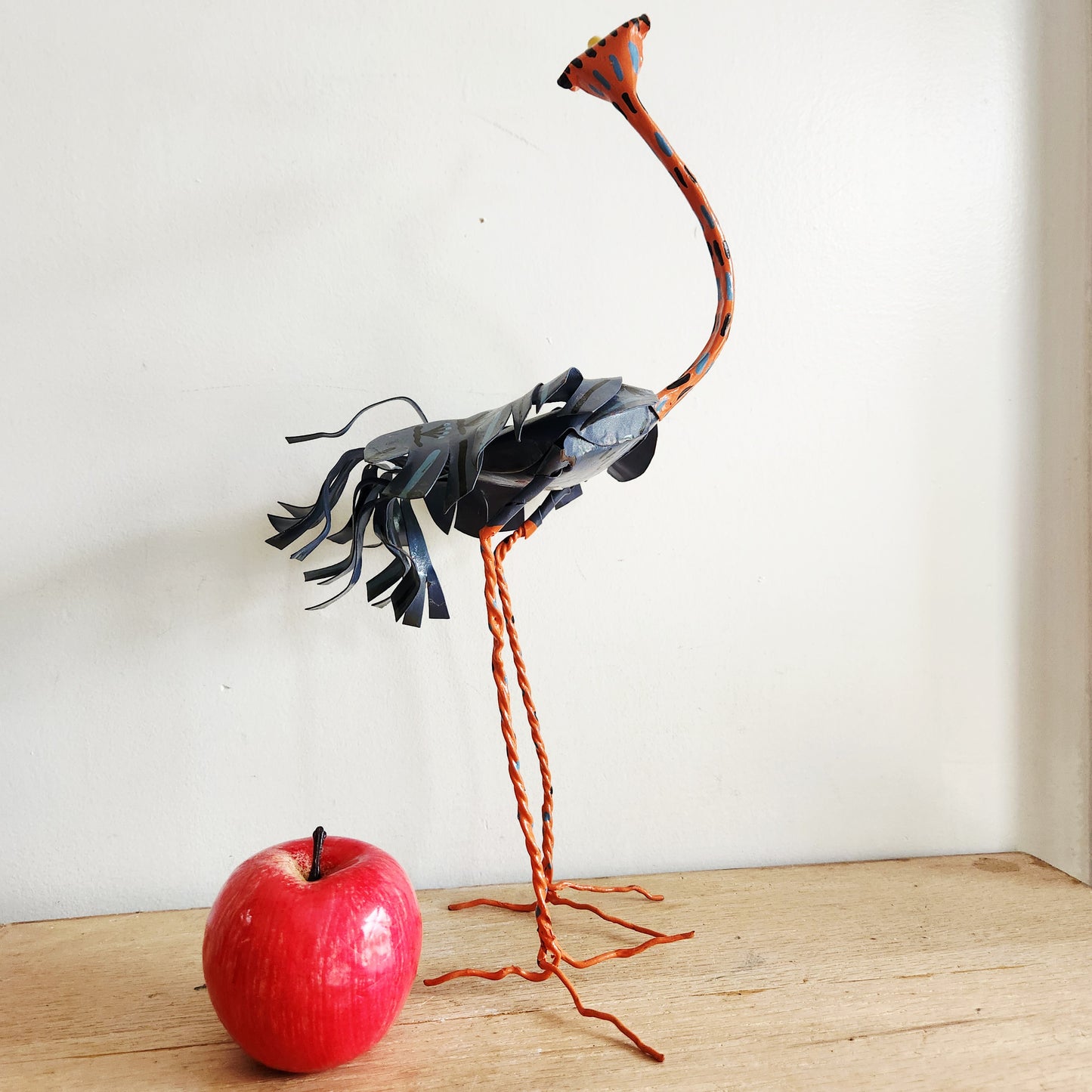 Handcrafted Tin Ostrich 17" Made in Zimbabwe
