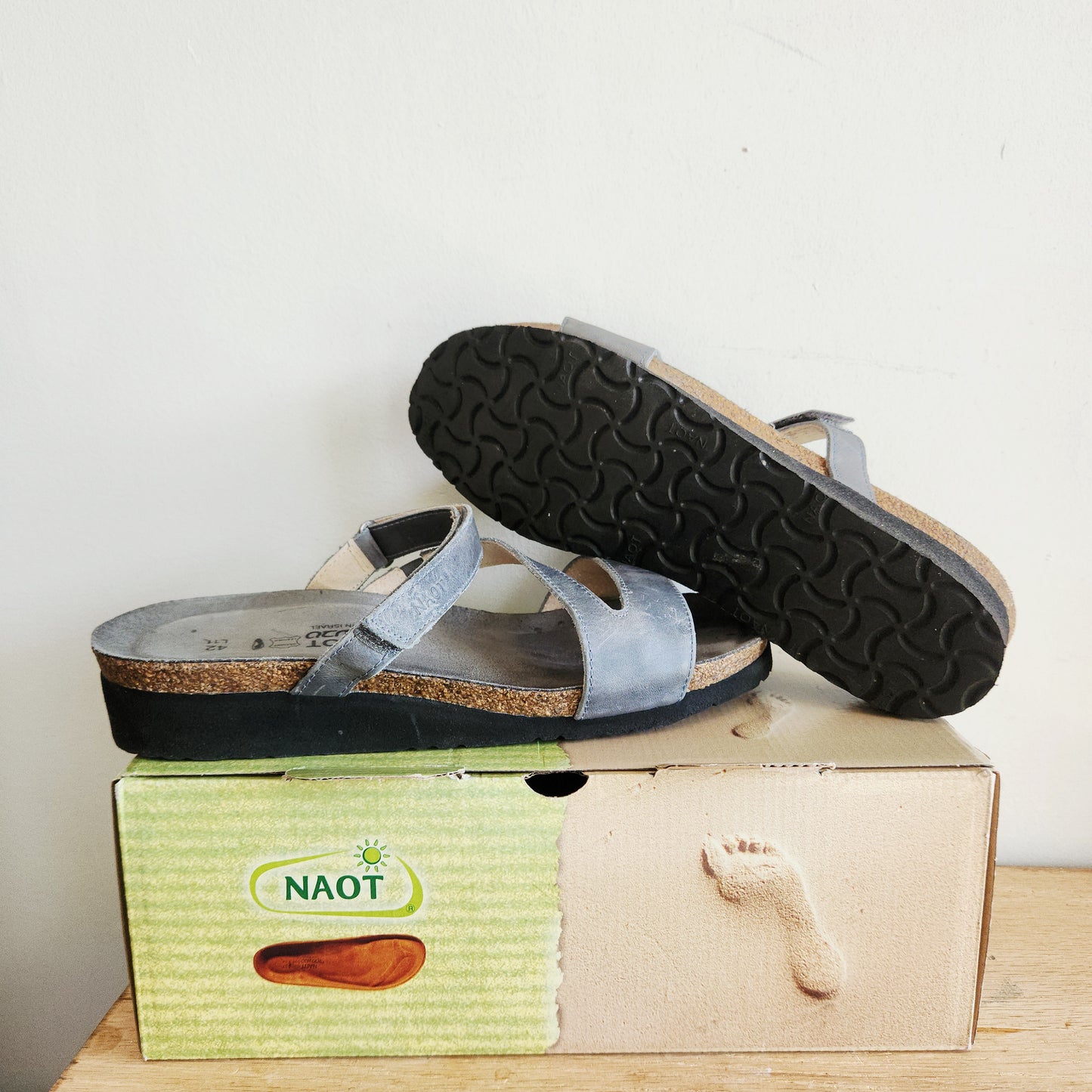 Naot Slate Leather Sandals - size 42