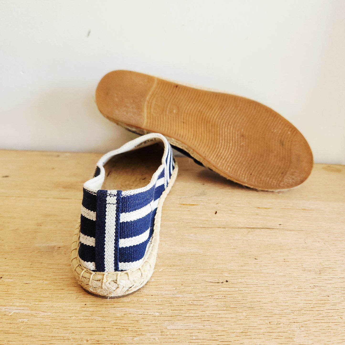 Soludos Navy Striped Espadrille Flats - size 38