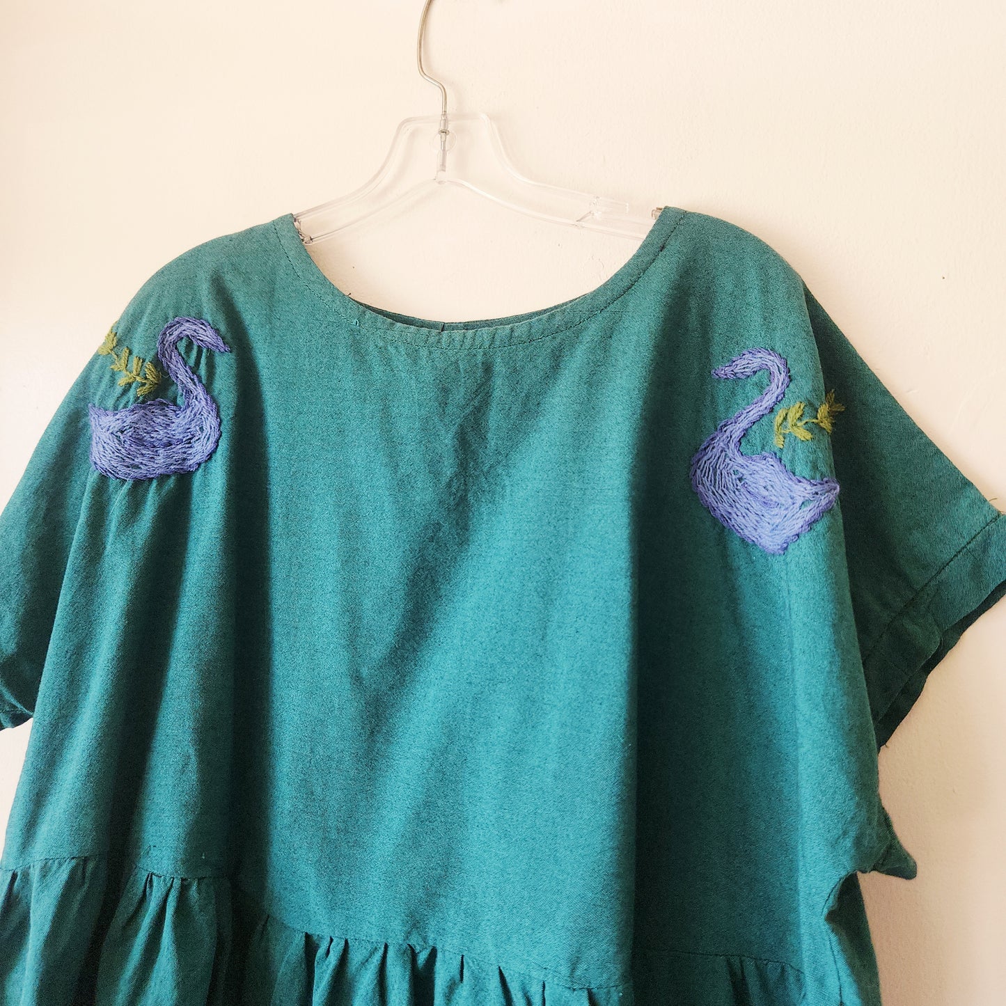 Sew Happy Embroidered Peplum Top - approx L
