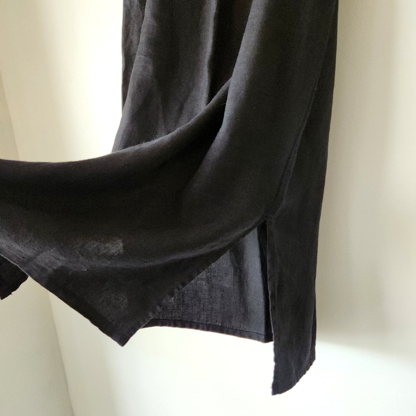 Heaven 100% Linen Black Loose Fit Pull On Skirt - S