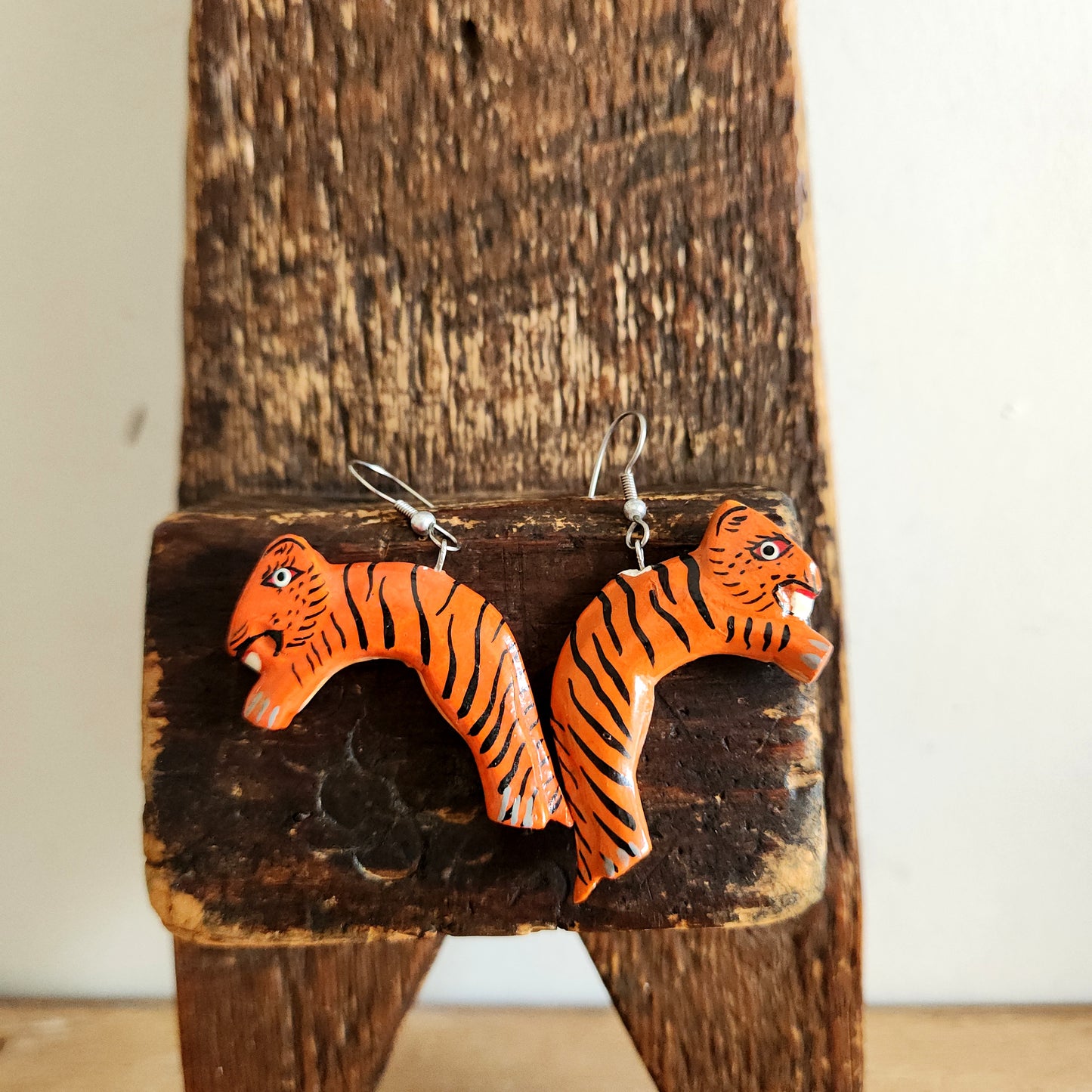 Painted Tiger Earrings