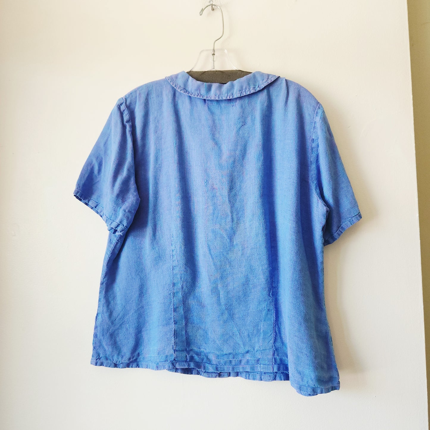 Flax 100% Linen Boxy Fit Top with Collar - M