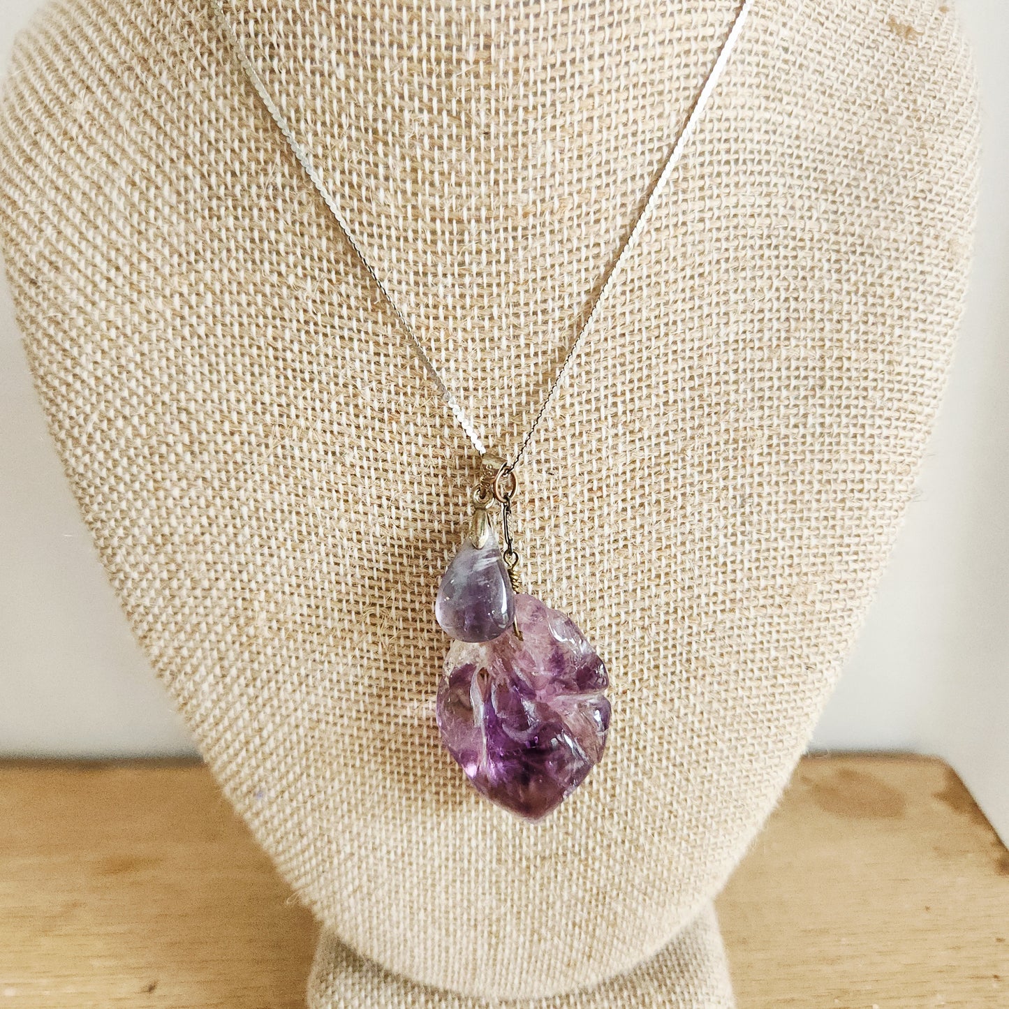 Sterling Silver Chain with Amethyst Pendants