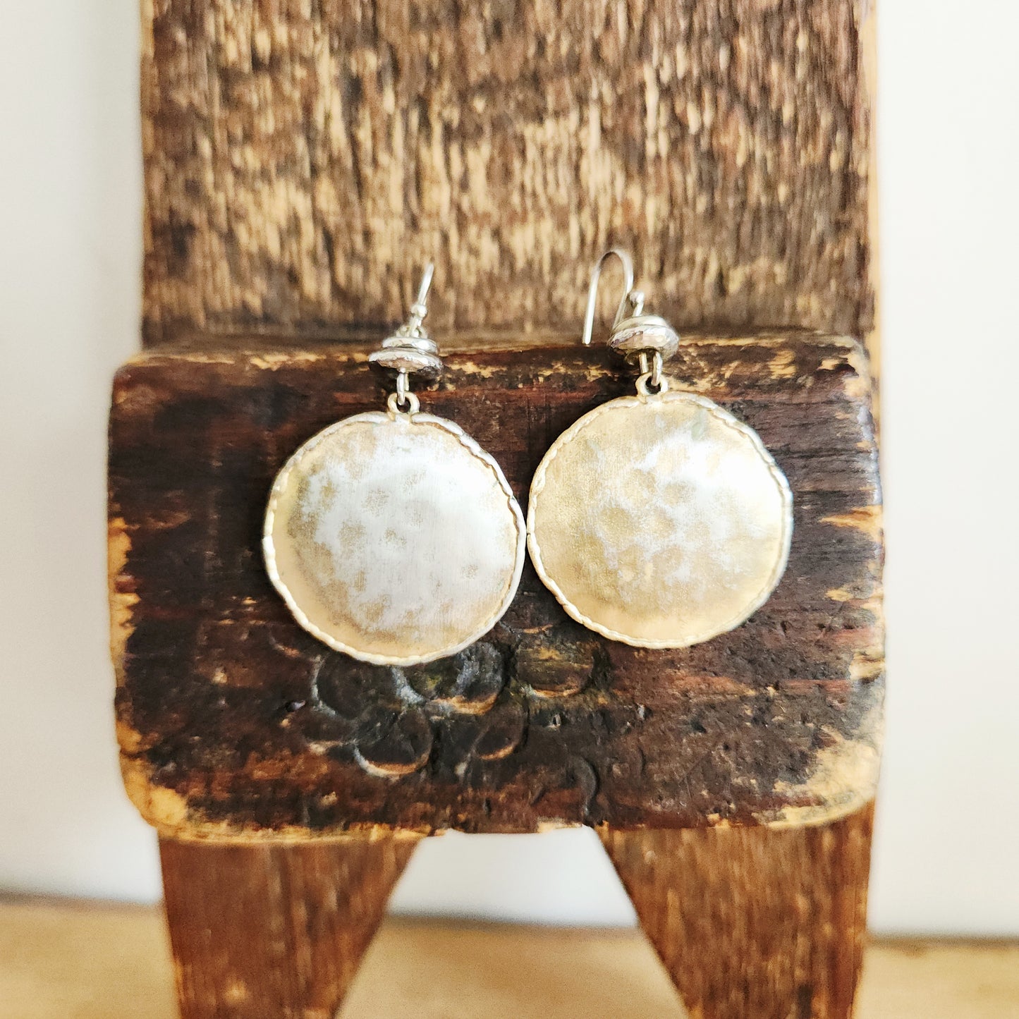 Silvertone Medallion Earrings