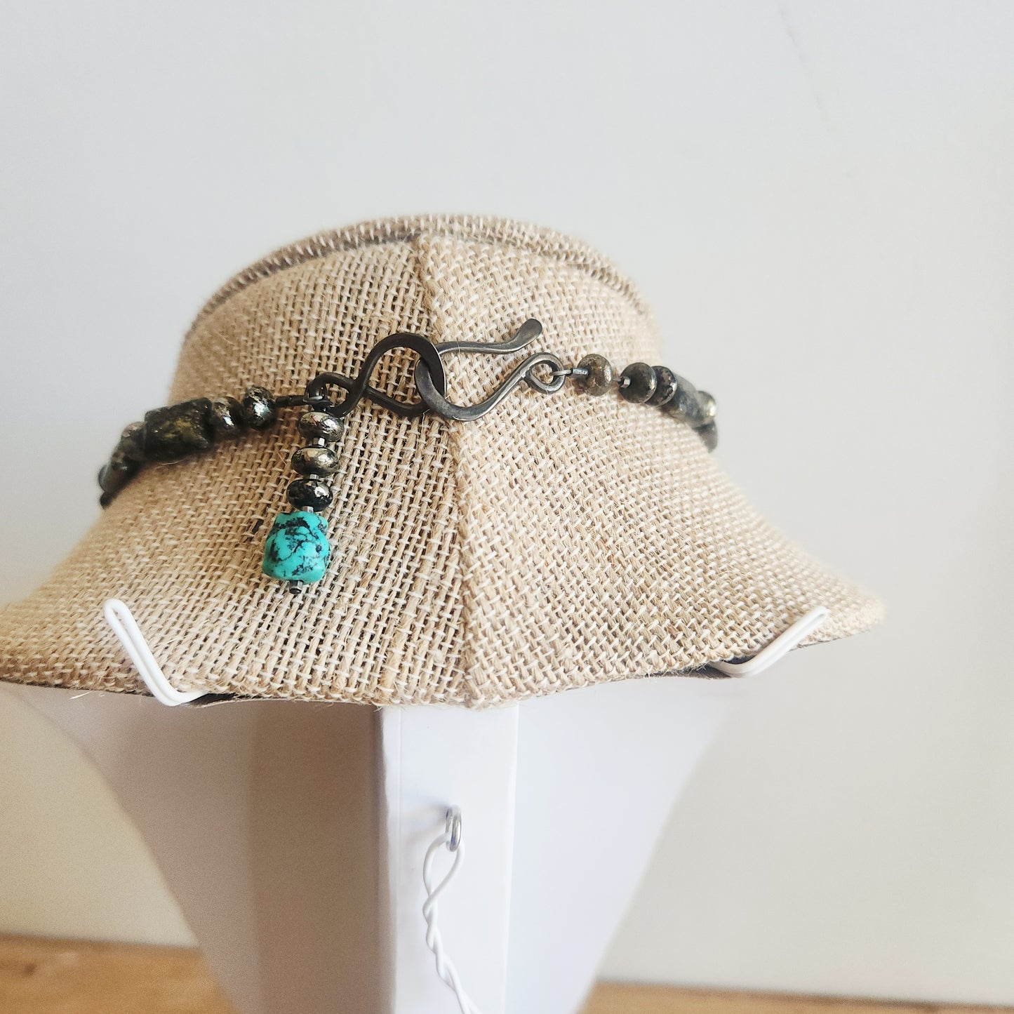 Turquoise Bead Necklace with Sterling Silver Clasp