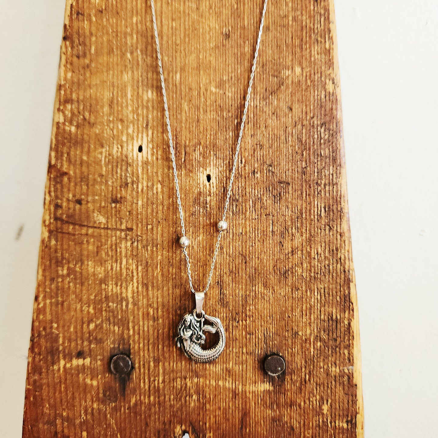 Alex + Ani Silvertone Adjustable Chain Necklace with Mermaid Charm