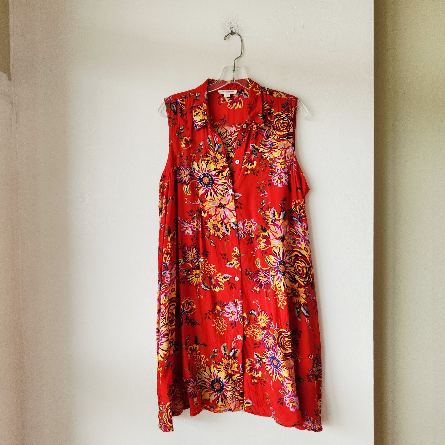 BeachLunchLounge Sleeveless Tunic Dress with Buttons - L