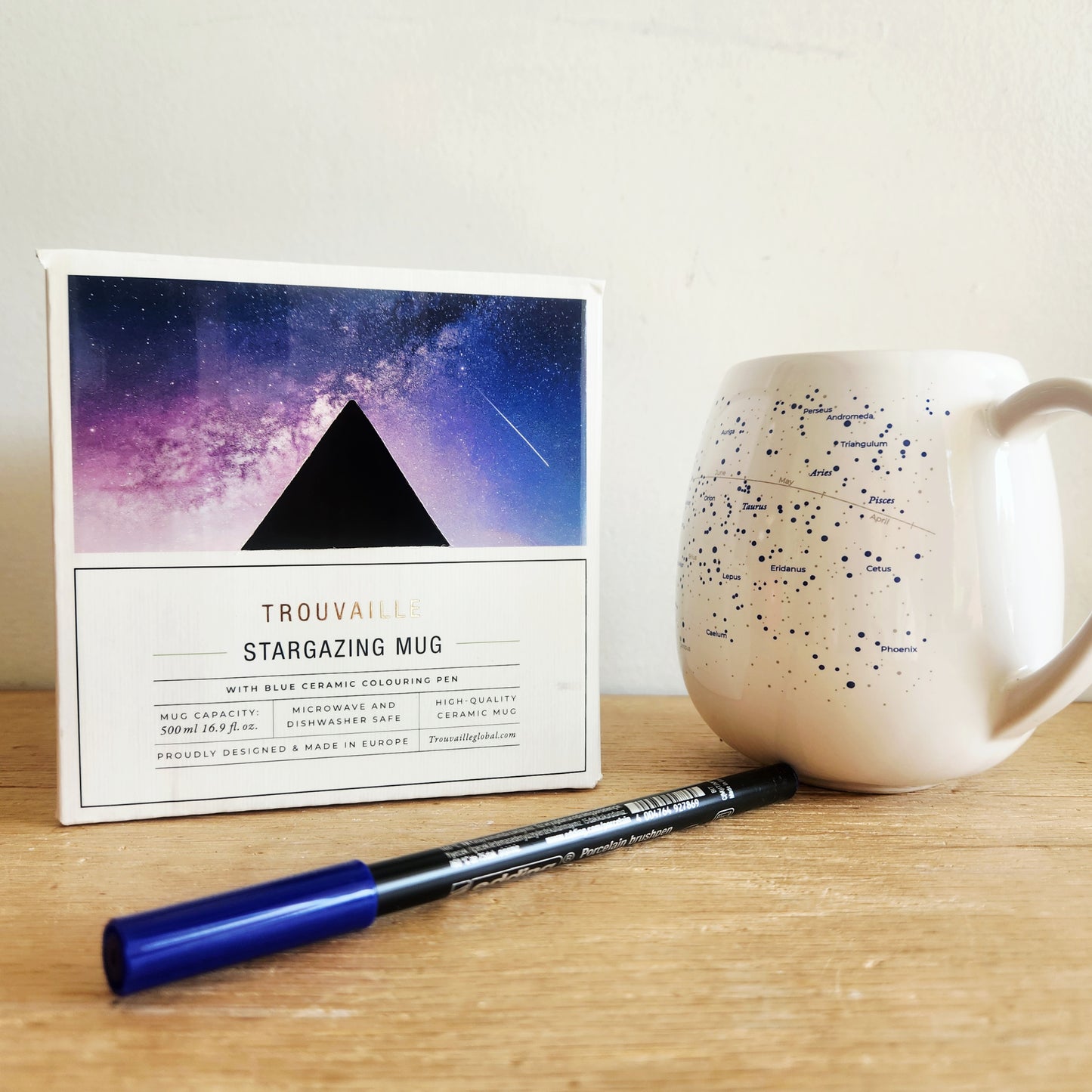 Trouvaille Global 16.9 oz. Stargazing White BPA Free Mug NEW