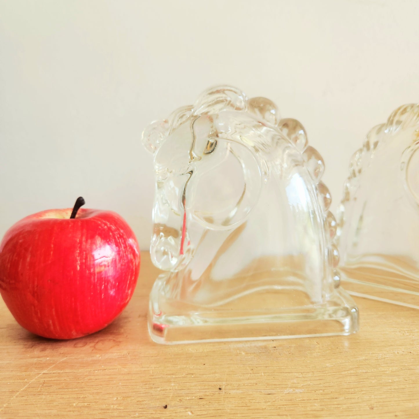 Vintage Federal Glass Bookends Horses Set of 2