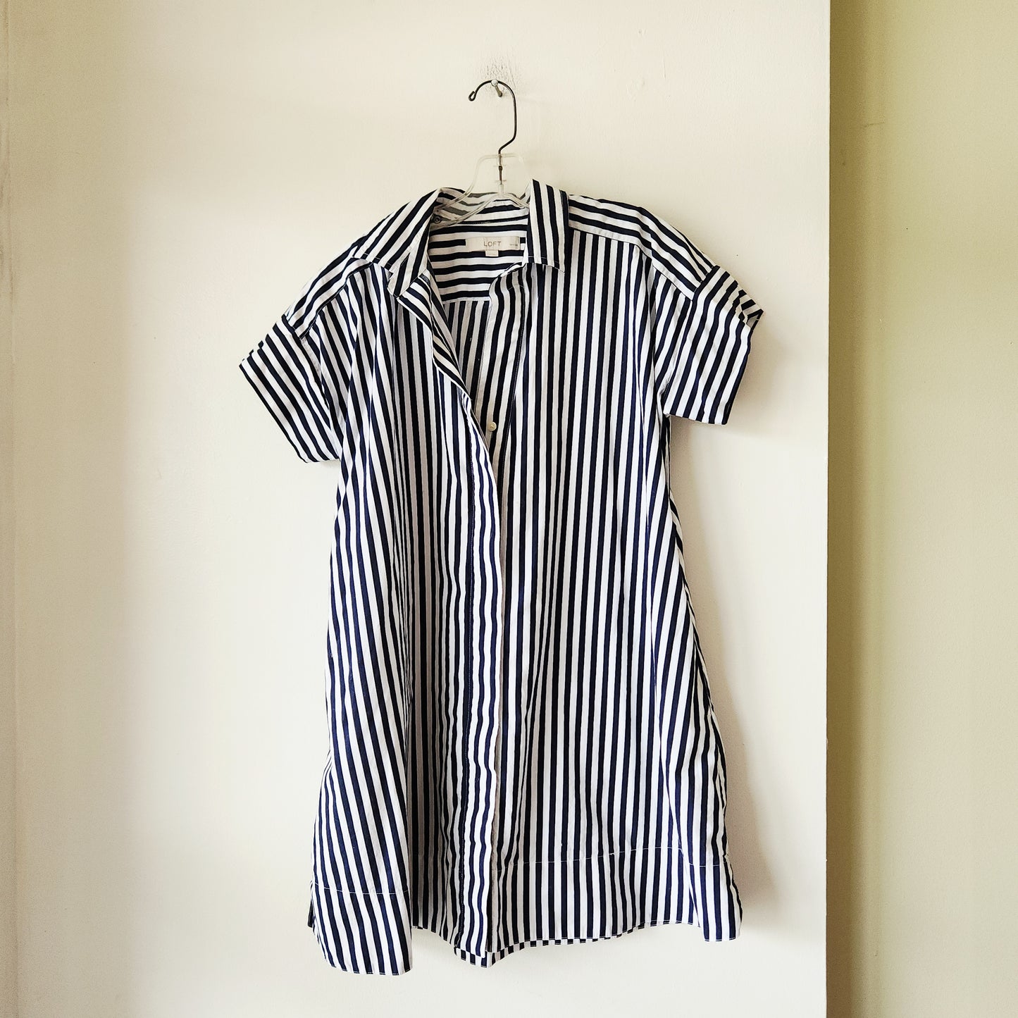 Loft Striped Shirtdress with Buttons - Petite M