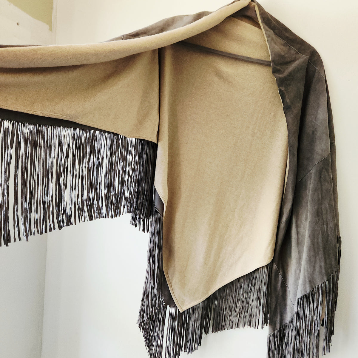 Agnona Suede & Cashmere Shawl with Fringe