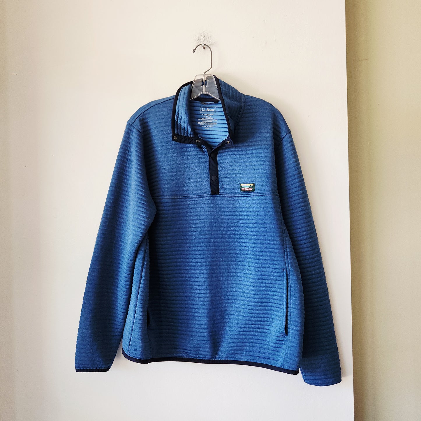 LL Bean Airlight Quarter Snap Pullover - L Tall