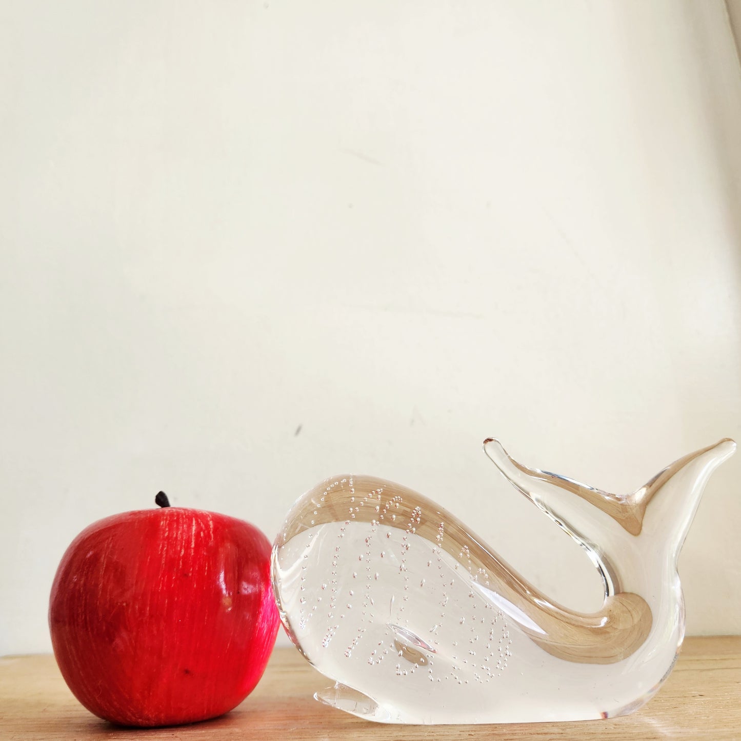 Vintage Glass Bubbled Whale Paperweight