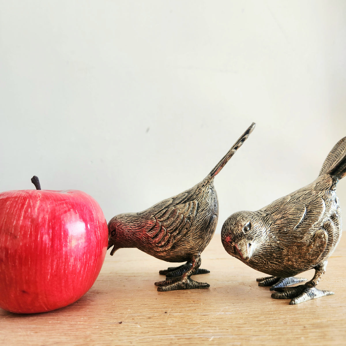 Vintage Pair of Silver Tone Bird Figurines Set of 2