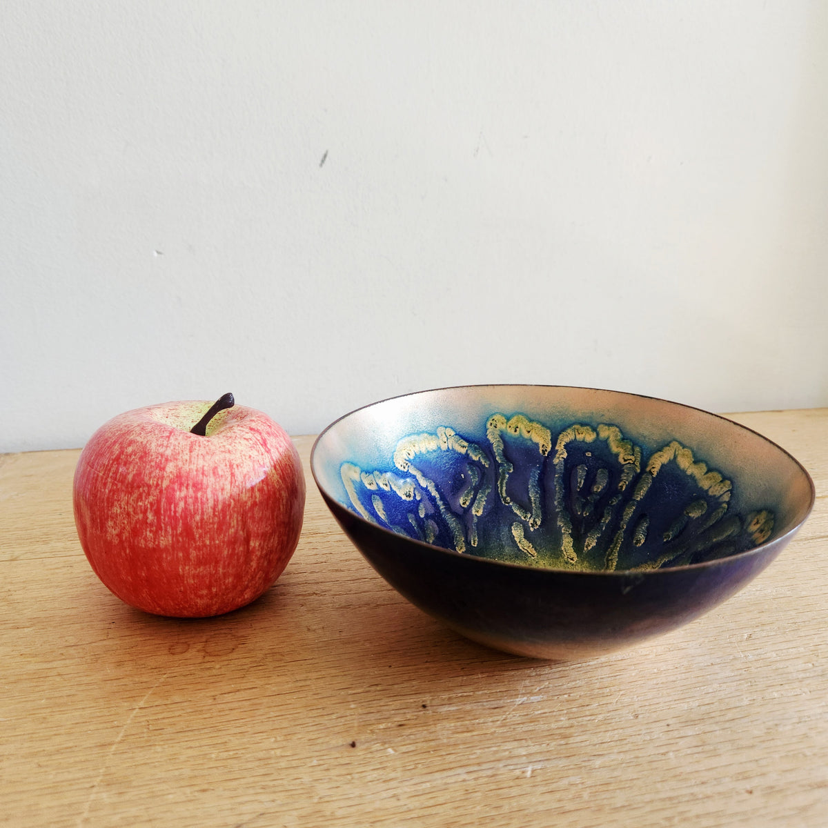 Handcrafted Enamel on Copper Bowl Signed