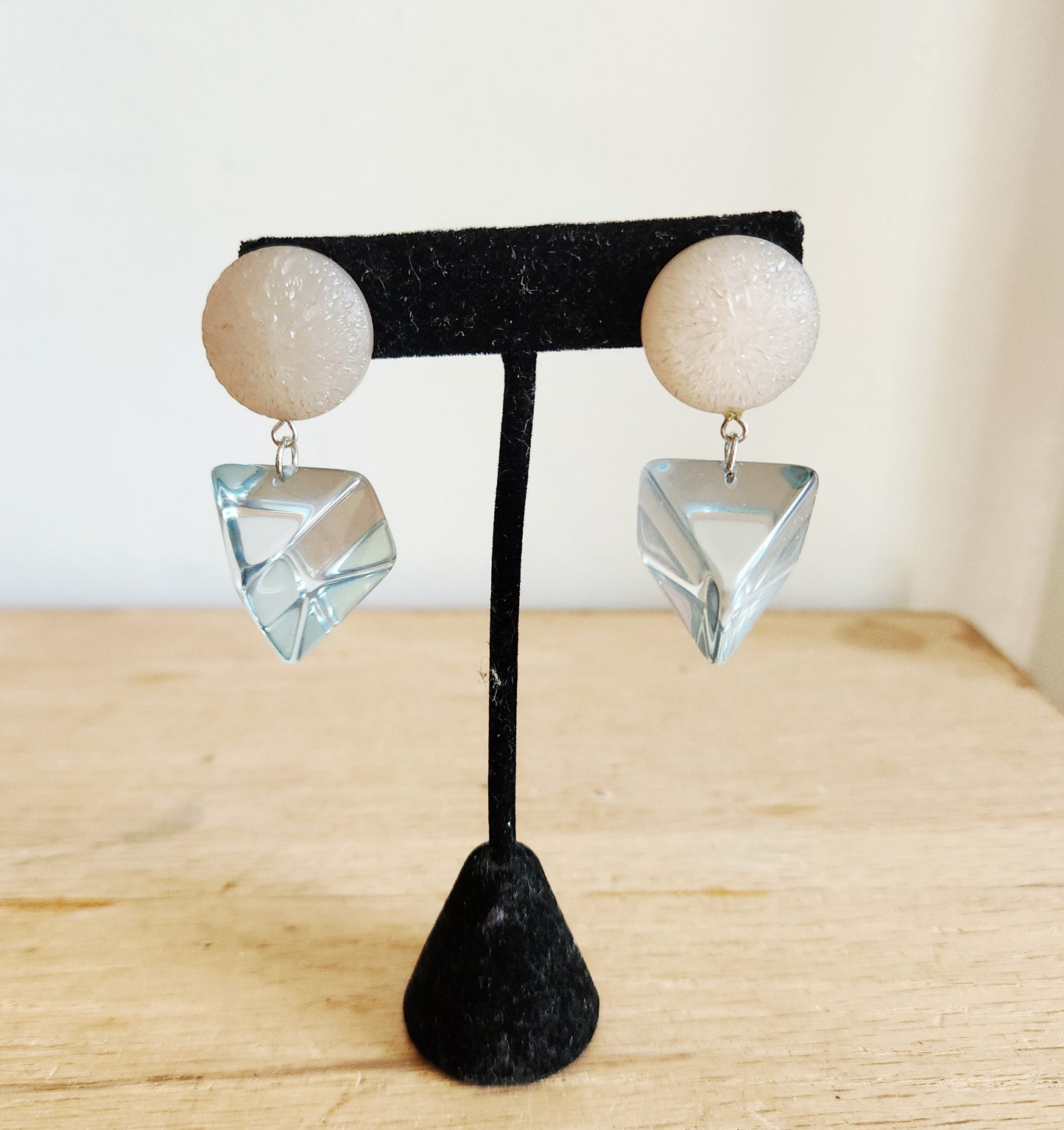 Geometric Clear Clip On Earrings