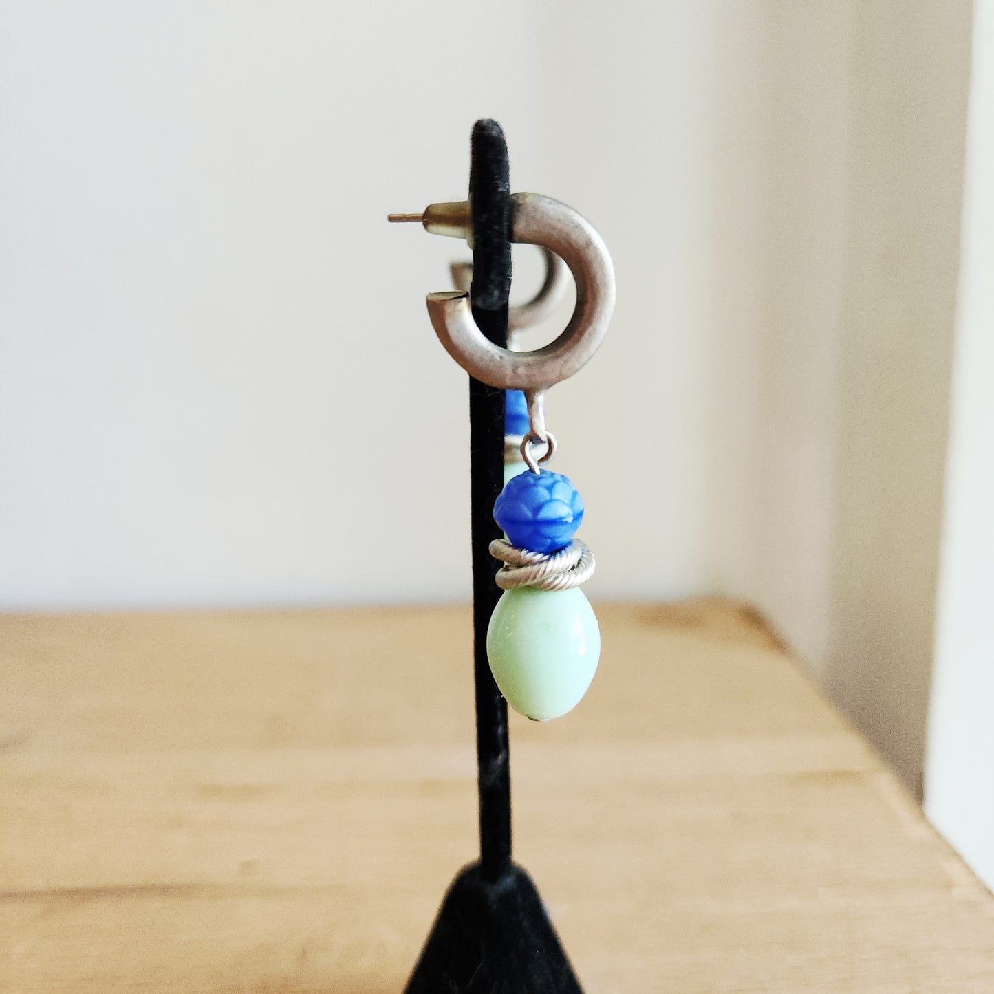 Open Hoop Stud Earrings with Beads