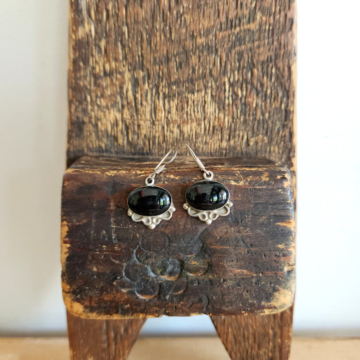 Sterling Silver & Onyx Earrings - Mexico