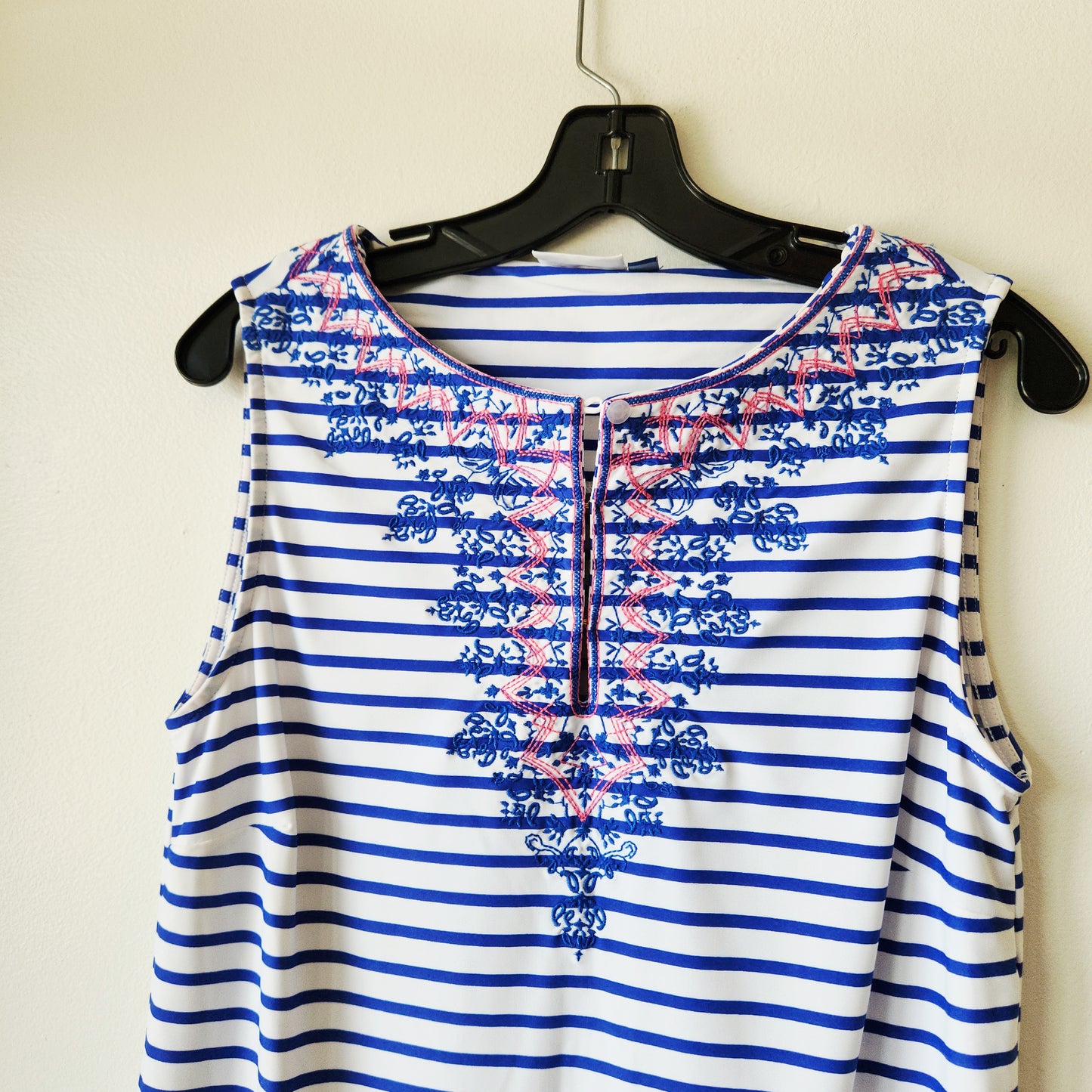 Cabana Life × Talbots Striped Dress with Embroidery - M