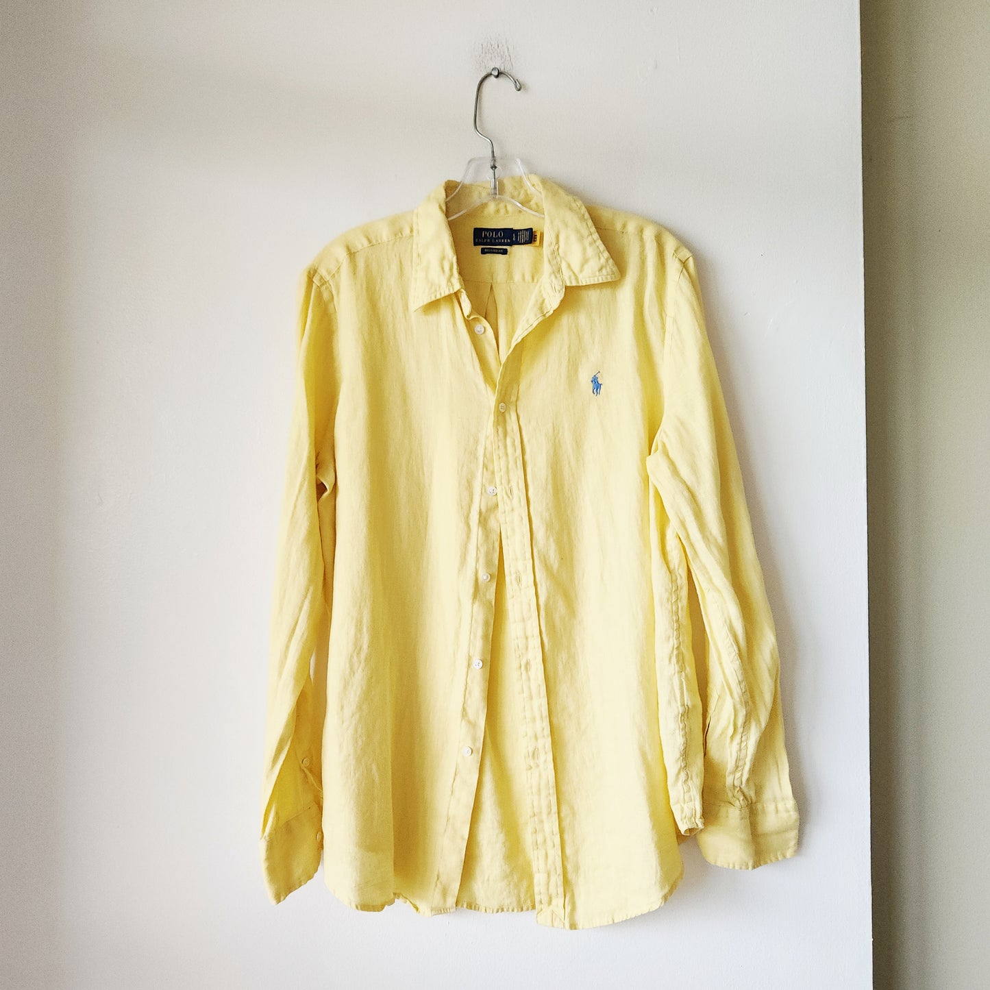 Polo by Ralph Lauren 100% Linen Butter Yellow Button Up Shirt - L