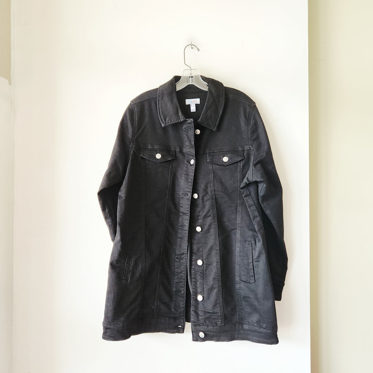 D&Co Black Long Length Denim Jacket - L