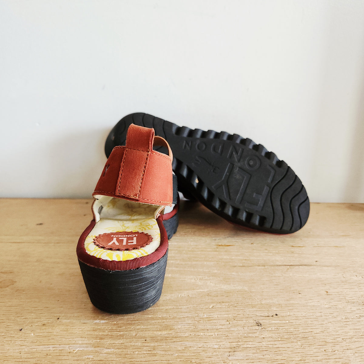 Fly London Multicolor Wedge Sandals - size 40