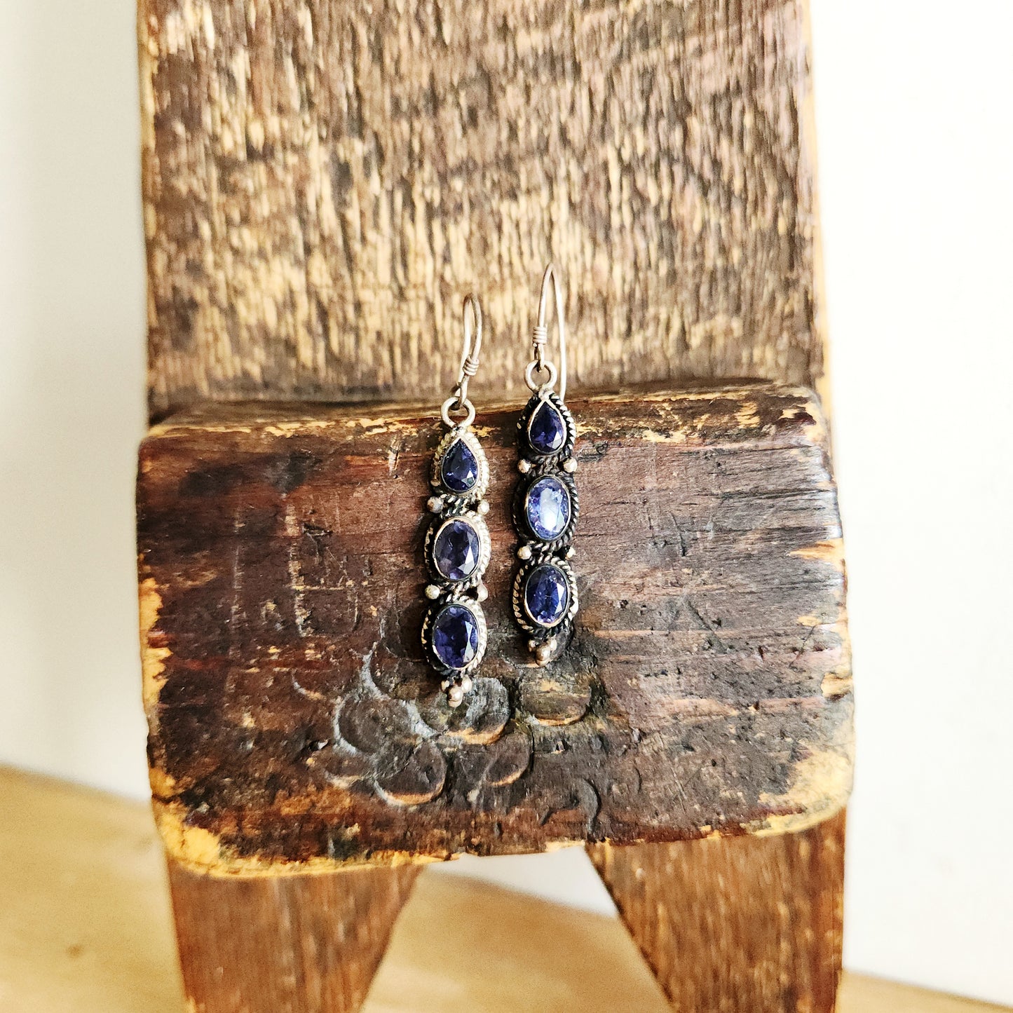 Three Stone Faceted Earrings
