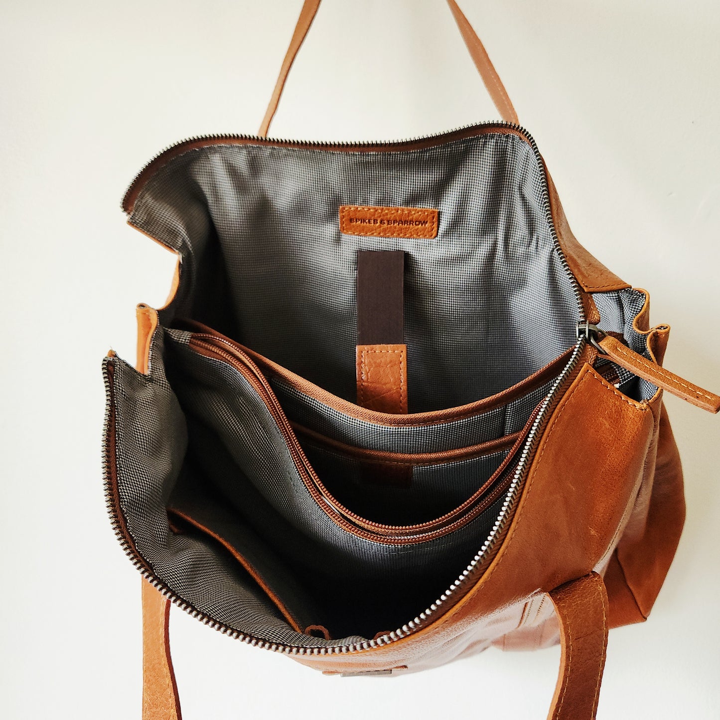 Spikes & Sparrow Leather Zip Top Work Tote