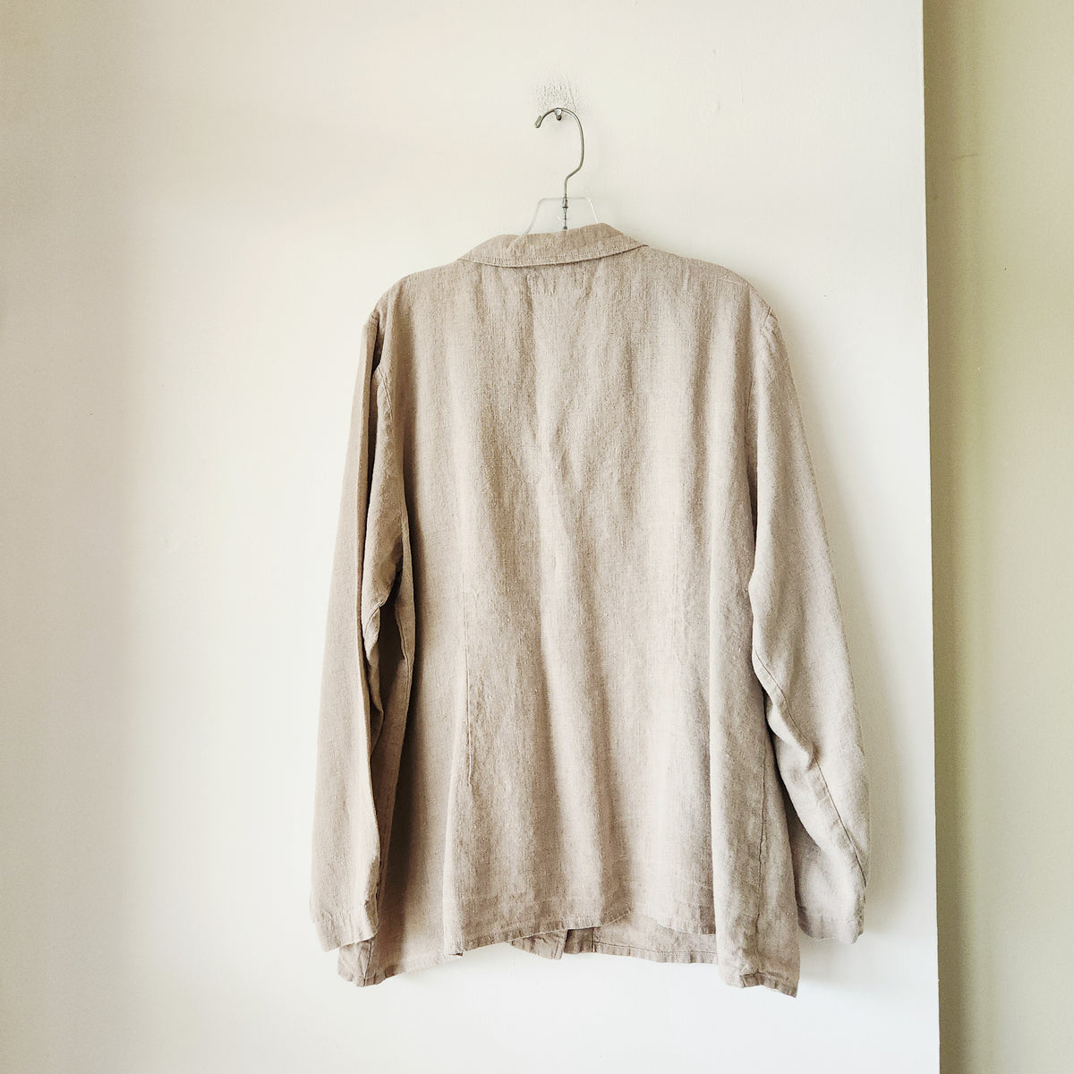 Flax Linen Long Length Button Up Shirt - L