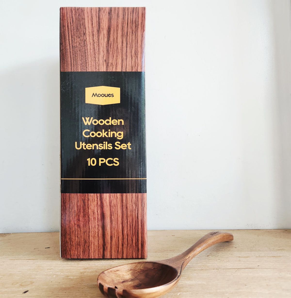 Mooues Wooden Spoons for Cooking 10 Piece Utensils Teakwood NEW