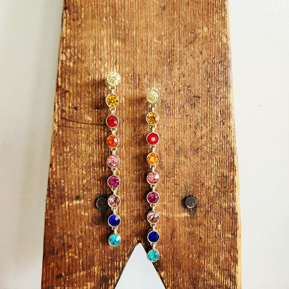 Rainbow Rhinstone Stud Earrings