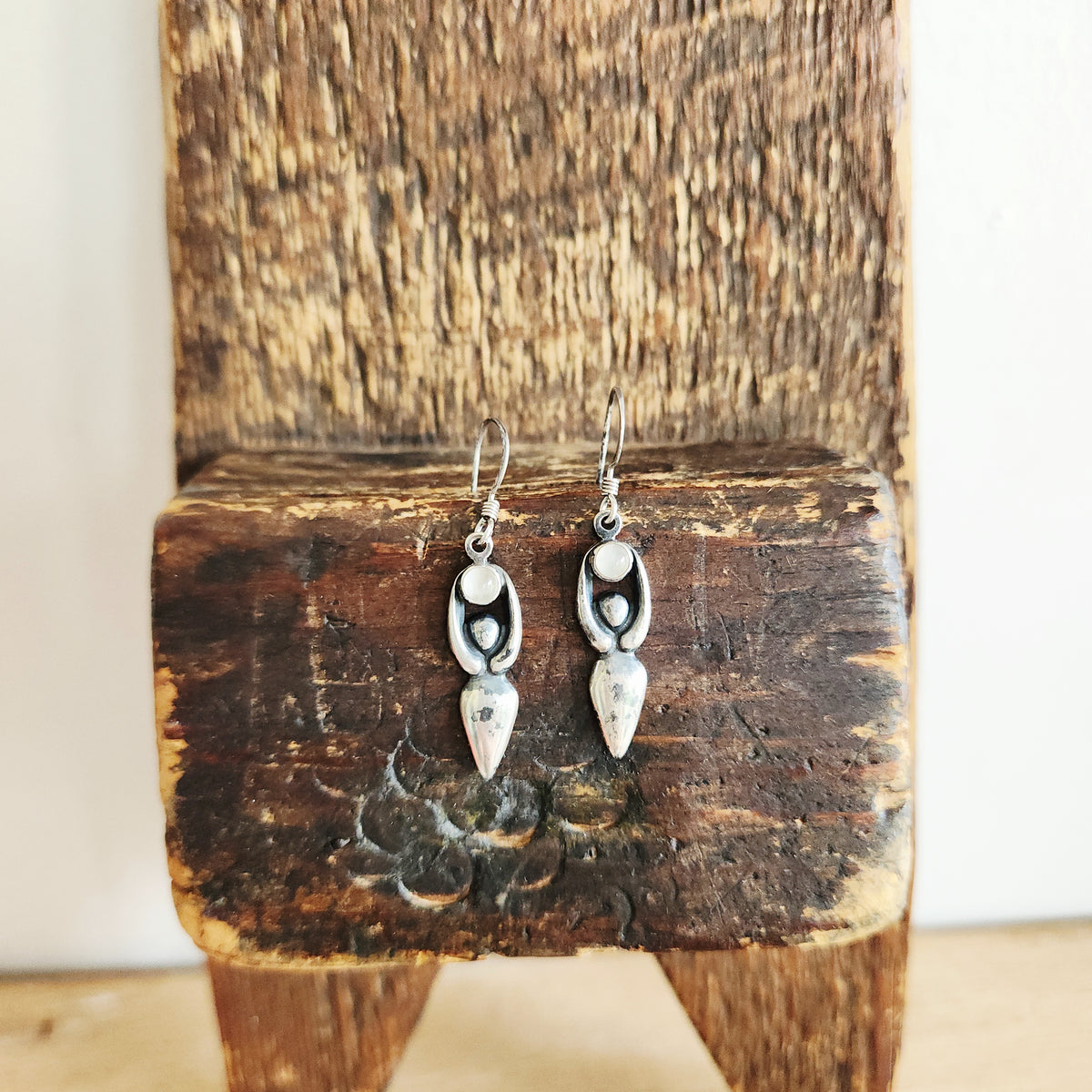 Sterling Silver Goddess Earrings - Signed