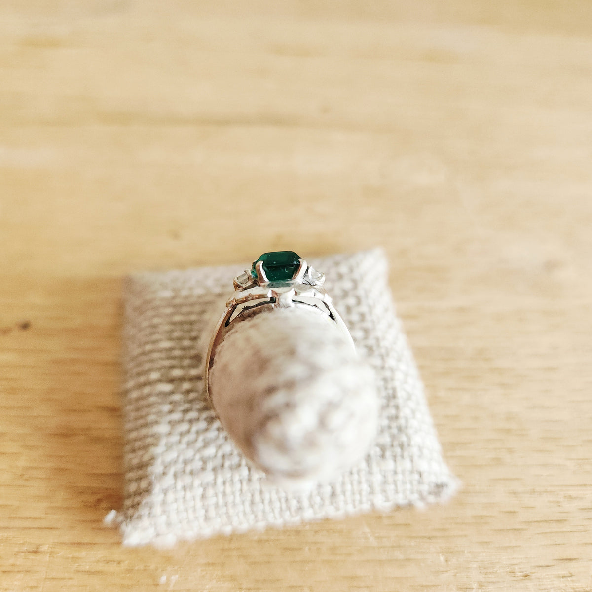 14K Gold Ring with Square Cut Stone - size 7