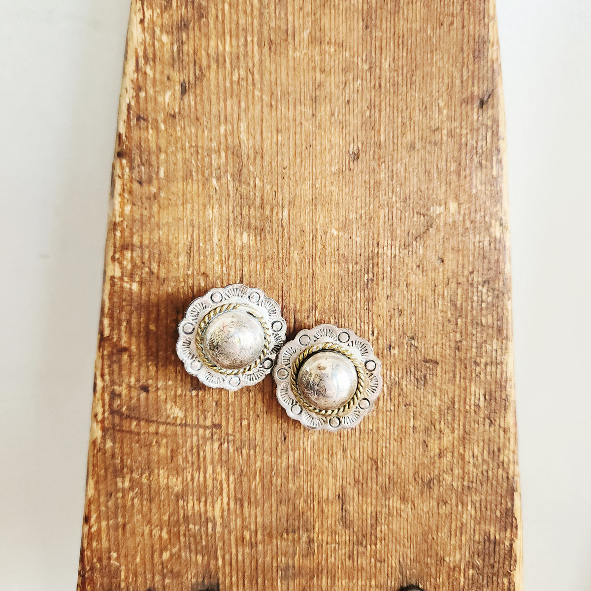 Sterling Silver Concho Style Stud Earrings