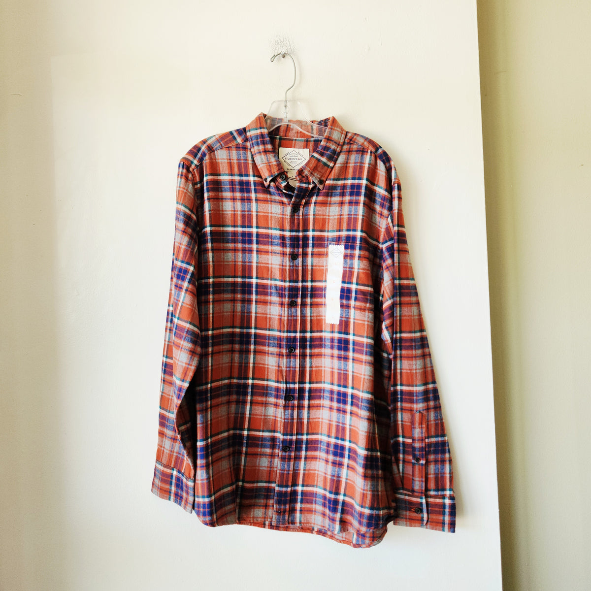 St John's Bay 100% Cotton Plaid Flannel Shirt - L - New