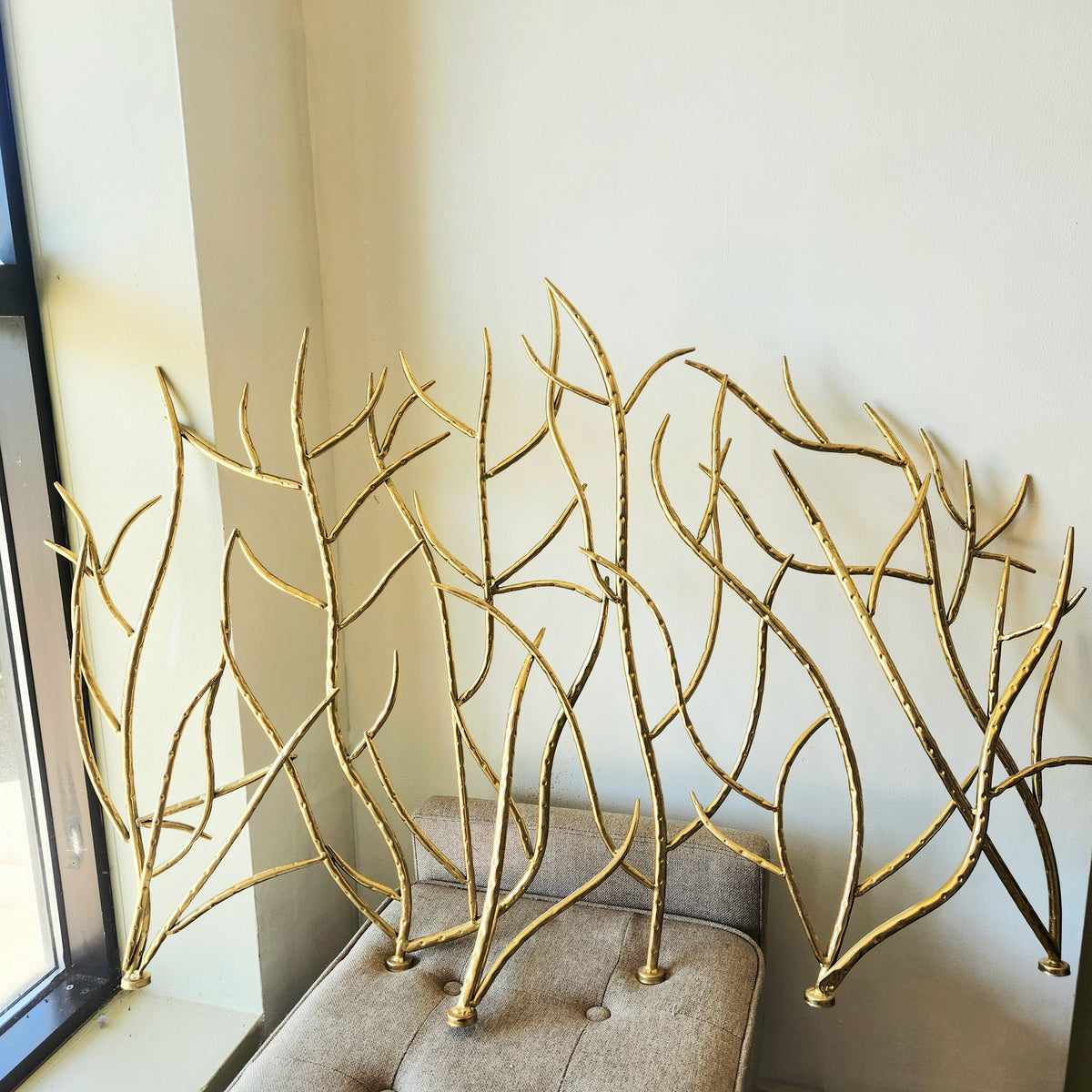 Gold Branches Decorative Fireplace Screen Twig Metal 30" x 50"