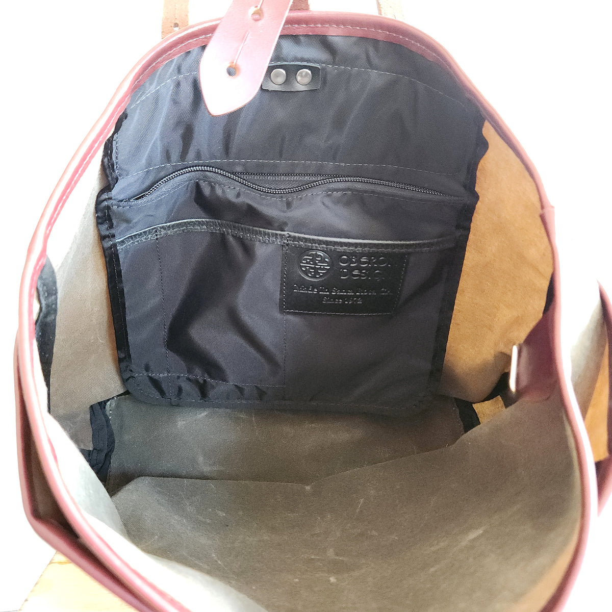 Oberon Design Waxed Canvas Tote with Leather Accents