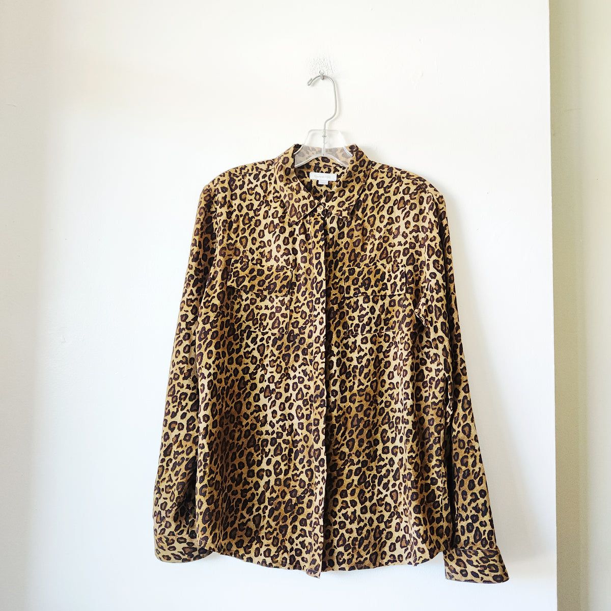 Garnet Hill 100% Silk Leopard Print Button Up Shirt - size 4