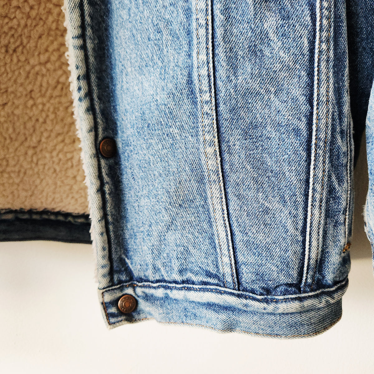 GAP Denim Faux Shearling Lined Jacket - L