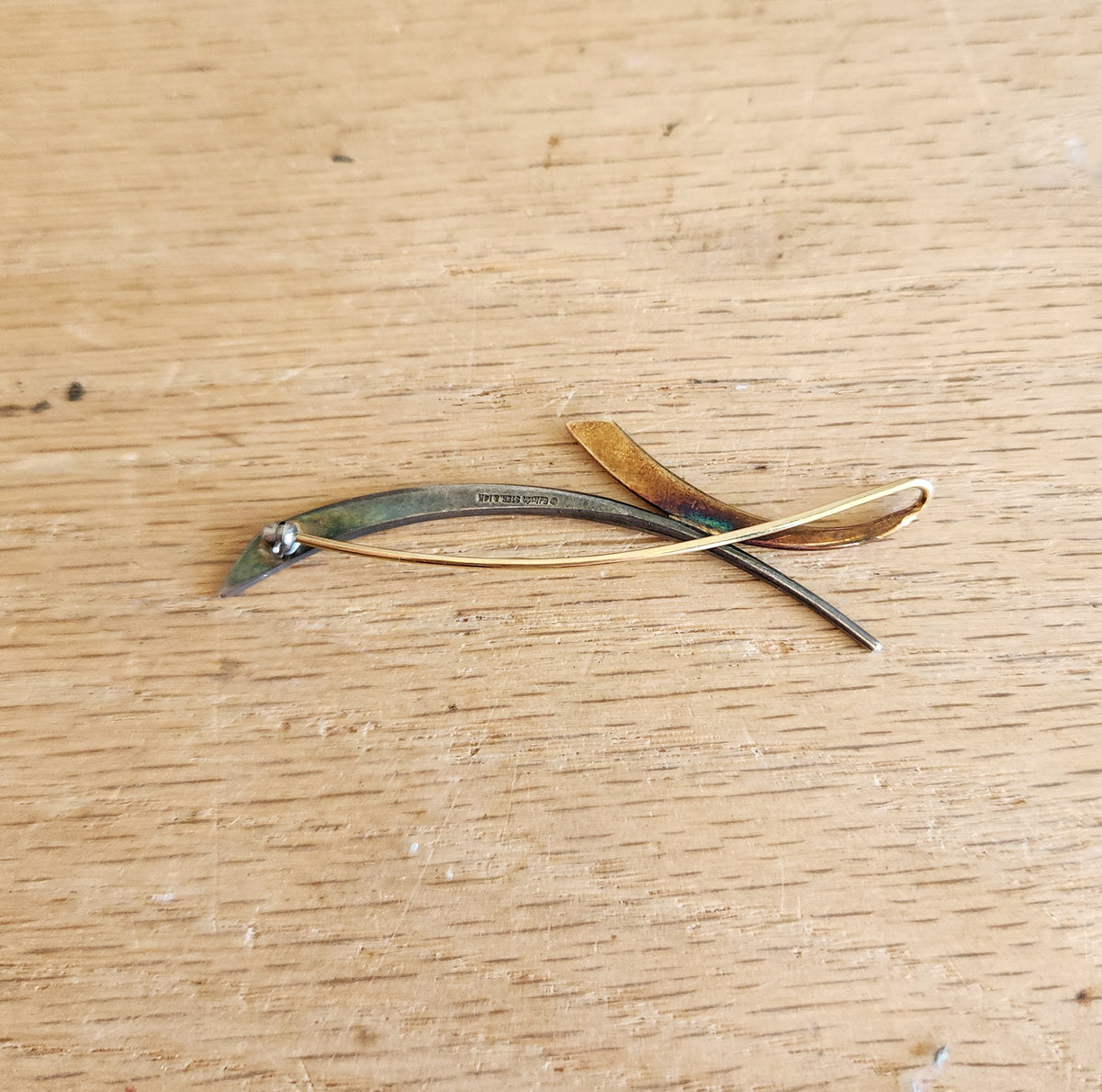 Ed Levin Sterling Silver & 14K Gold Pin