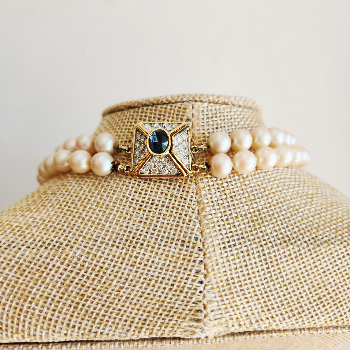 Richeleiu Two Strand Necklace with Rhinstone Clasp
