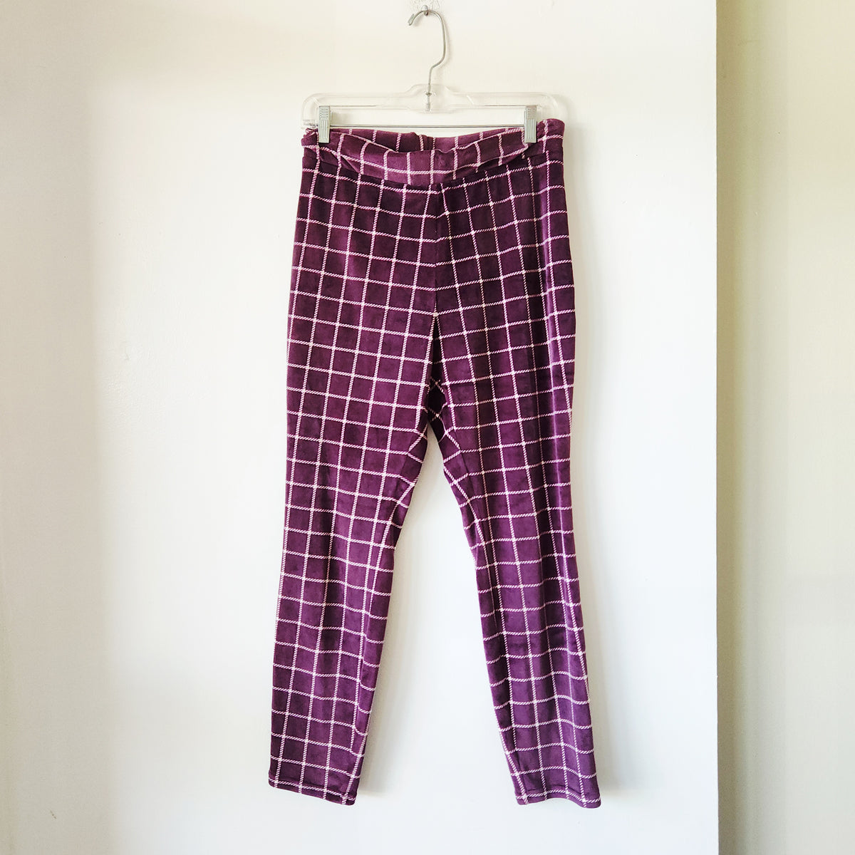 Lands' End Windowpane Velour Pull On Pants - S