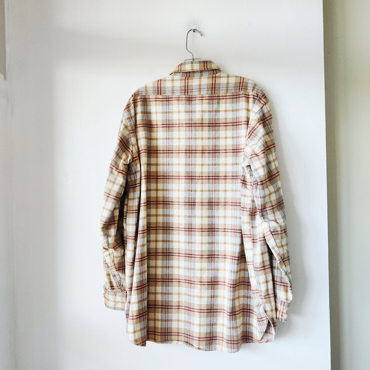 LL Bean Chamois Cloth Plaid Shirt - L Tall