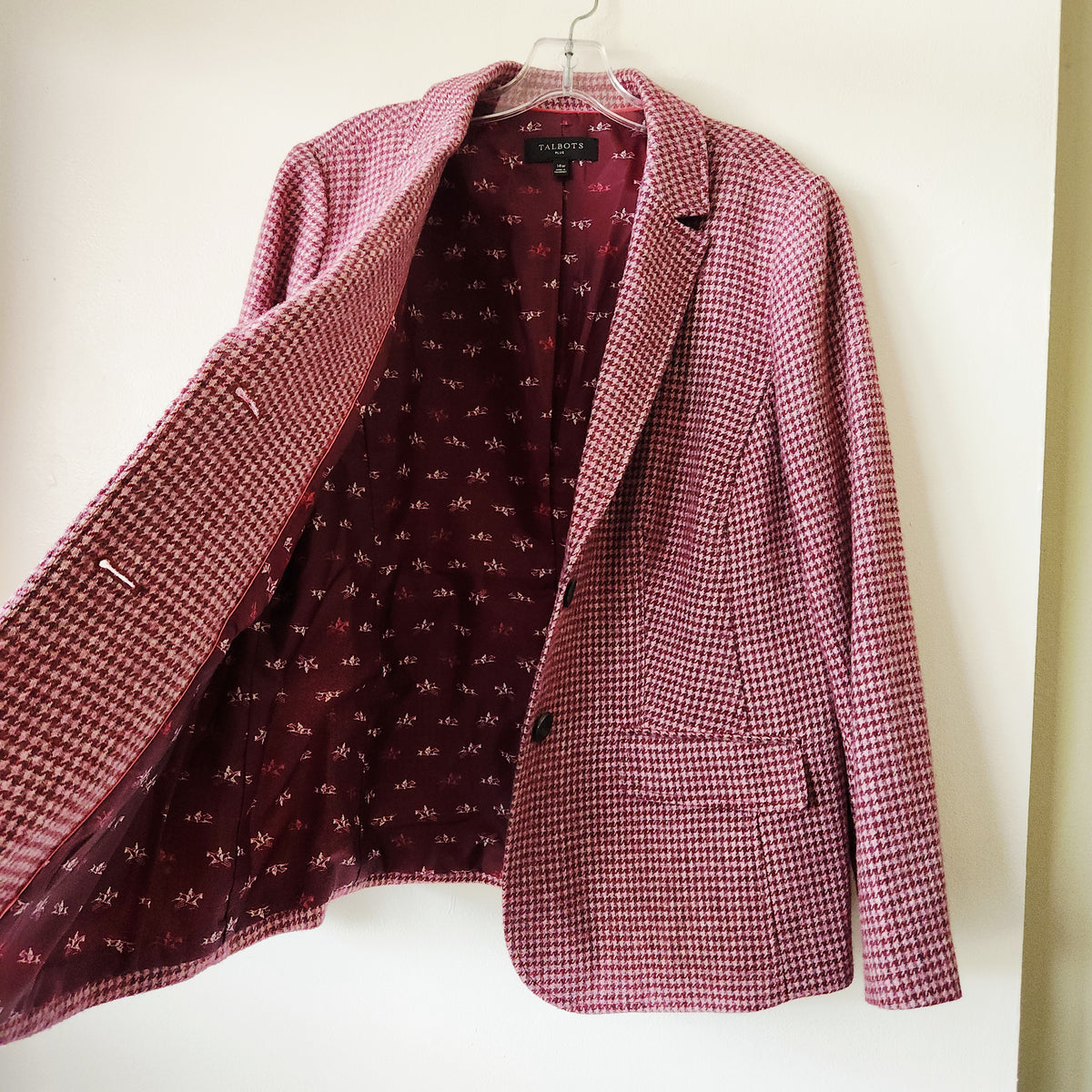 Talbots Wool Blend Houndstooth Blazer - size 14W