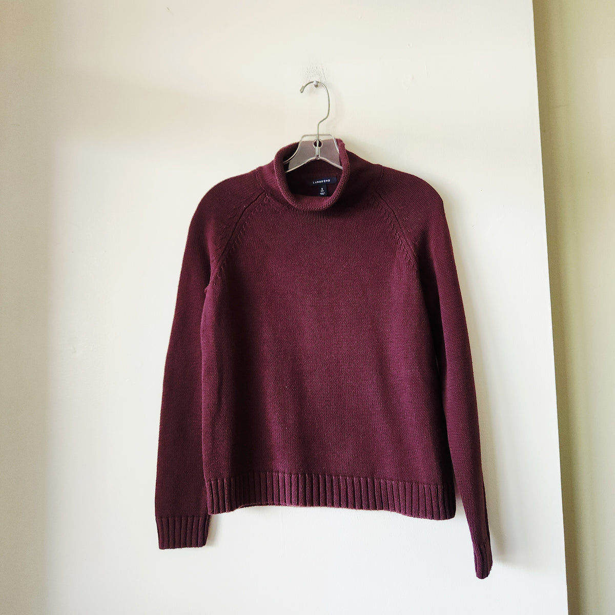Lands' End 100% Cotton Roll Neck Sweater - S