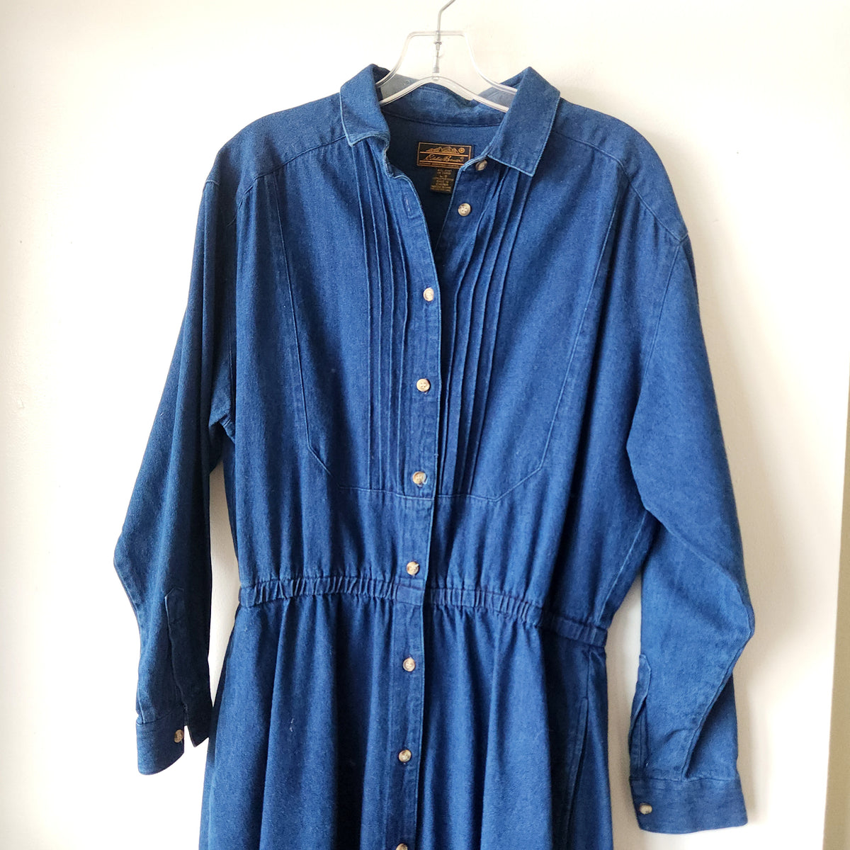 Vintage Eddie Bauer 100% Cotton Denim Dress with Buttons - L