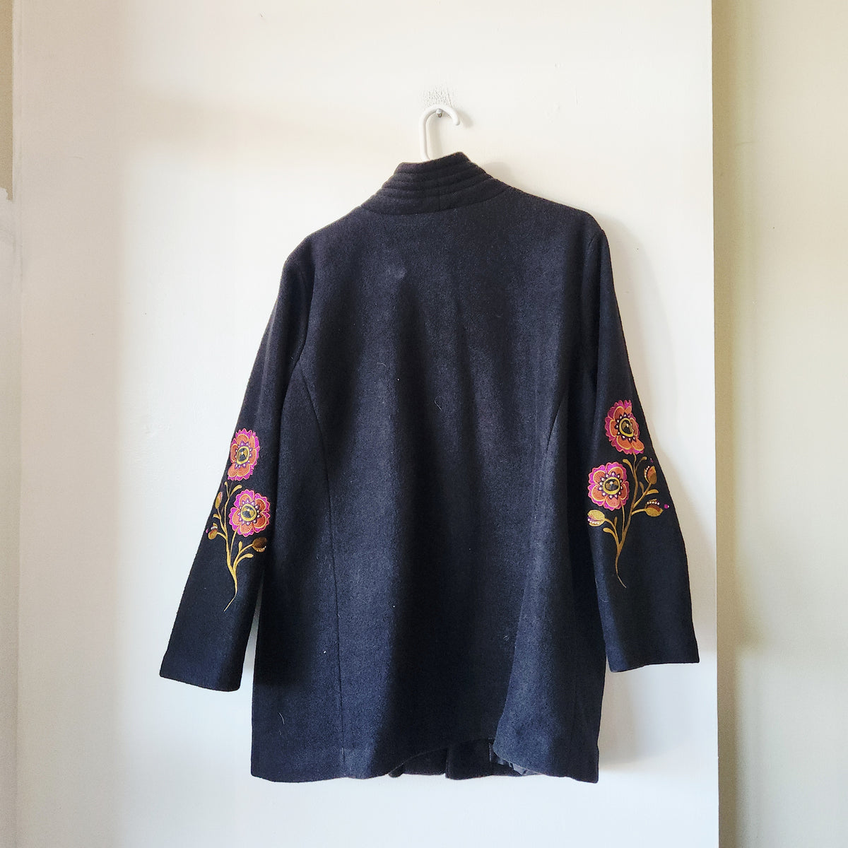 Bob Mackie Wearable Art Black Fleece Jacket with Embroidery - size 1X