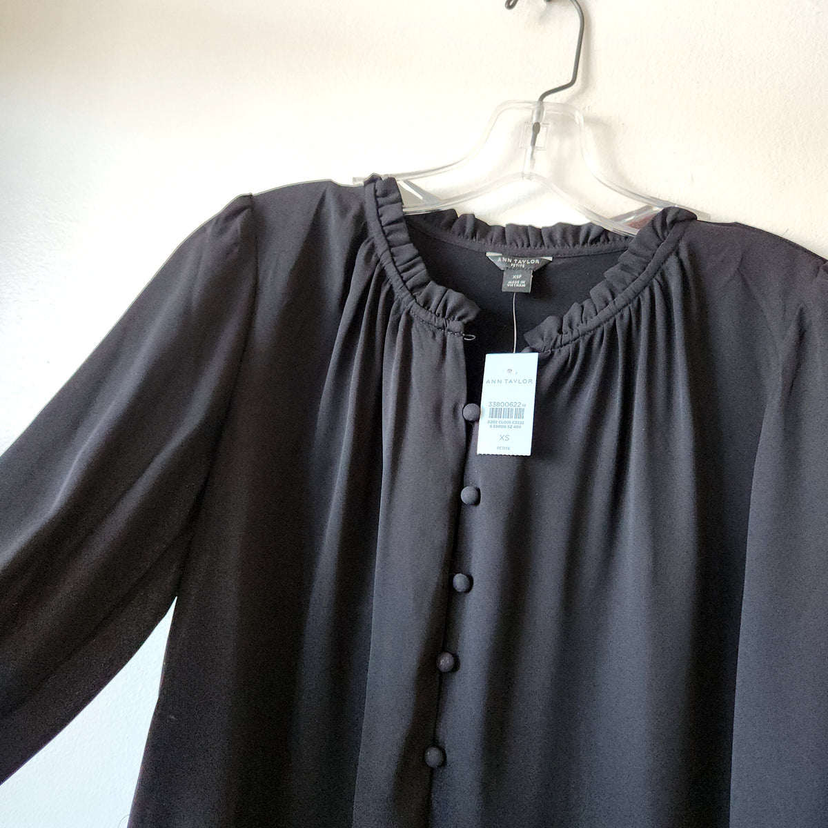 Ann Taylor Factory Black Top with Pleat Details - XS Petite - New